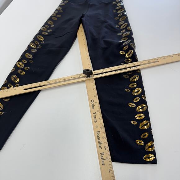 Ultracor Leggings Womens Small Black Gold Metallic Lux Lips - Picture 8 of 8